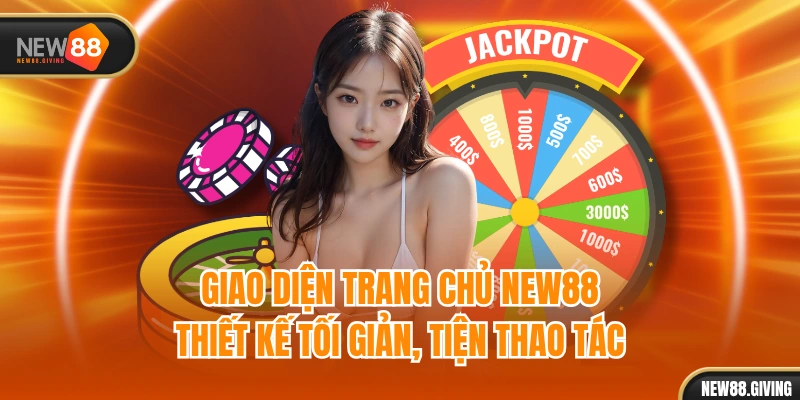 Giao diện trang chủ NEW88 thiết kế tối giản, tiện thao tác